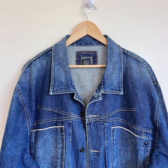 Vintage Y2K 90s Marithe Francois Girbaud Mens Jean Jacket Size 3XL Blue Denim - Picture 3 of 9